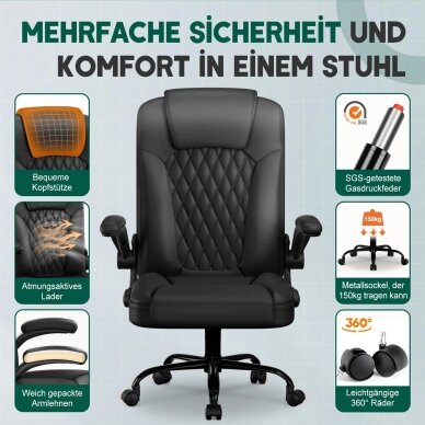 Ergonominė PU odos biuro kėdė 5 Ergonominė PU odos biuro kėdė 5