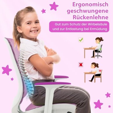 Ergonominė vaikiška rašomojo stalo kėdė 6-15 metų vaikams 2 Ergonominė vaikiška rašomojo stalo kėdė 6-15 metų vaikams 2