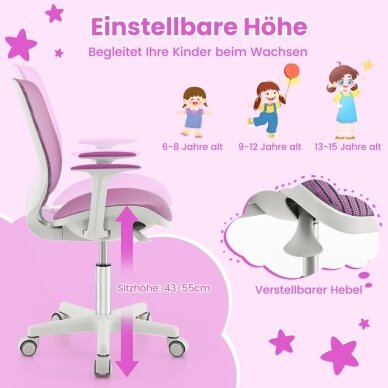 Ergonominė vaikiška rašomojo stalo kėdė 6-15 metų vaikams 4 Ergonominė vaikiška rašomojo stalo kėdė 6-15 metų vaikams 4