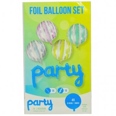 Folinių balionų rinkinys su užrašu "PARTY"