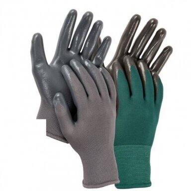 GARDENLINE darbinės pirštinės dengtos nitrilu, 2 vnt, XL