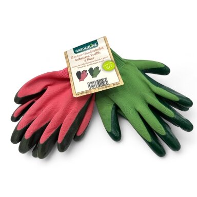 GARDENLINE darbinės pirštinės dengtos nitrilu, 2 vnt, S