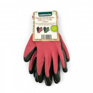 GARDENLINE darbinės pirštinės dengtos nitrilu, 2 vnt, S