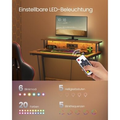 Gaming kompiuterinis stalas su LED apšvietimu ir elektros lizdu, 100 x 60 cm 4 Gaming kompiuterinis stalas su LED apšvietimu ir elektros lizdu, 100 x 60 cm 4