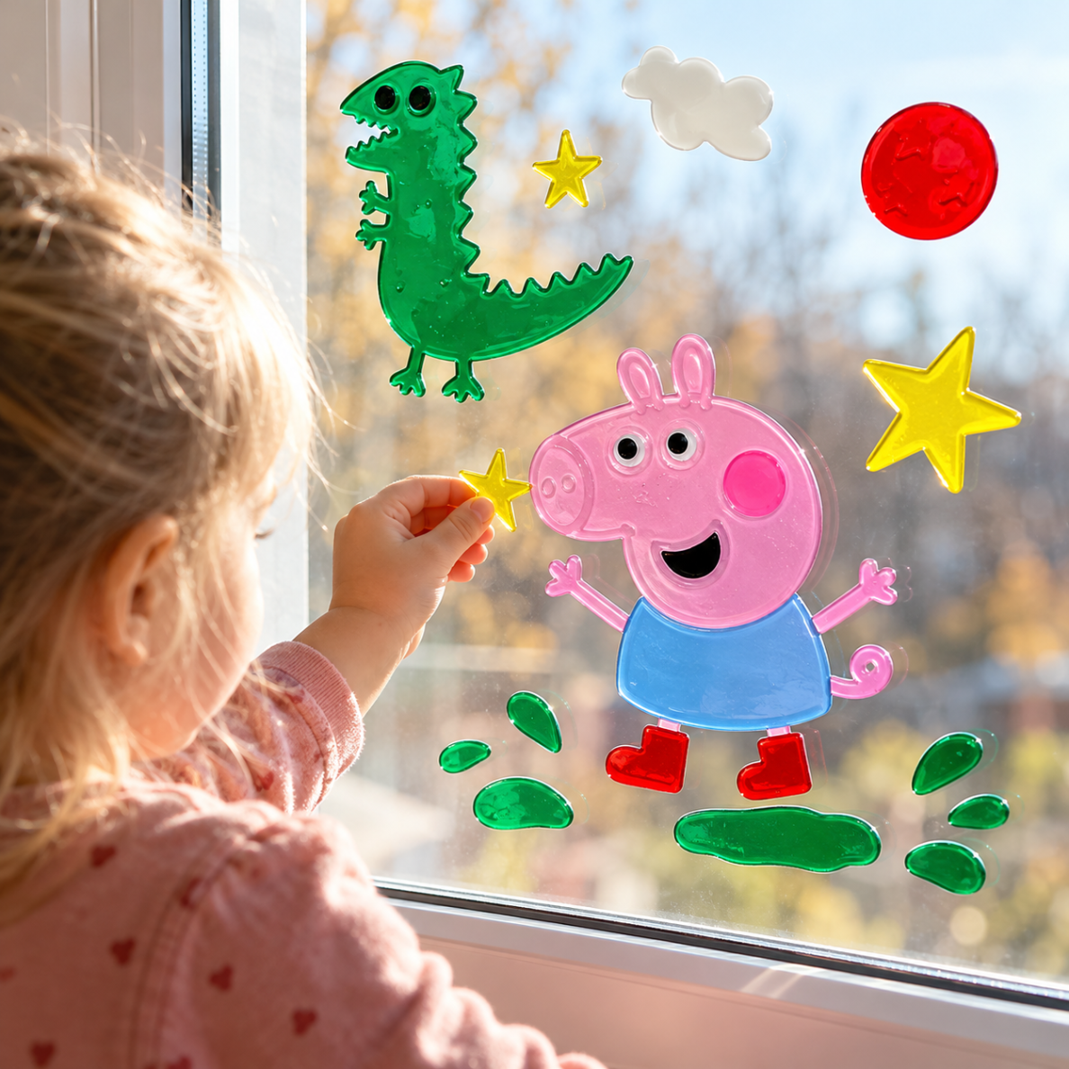 Geliniai lipdukai ant lango "Peppa Pig" 2 Geliniai lipdukai ant lango "Peppa Pig" 2