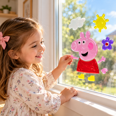 Geliniai lipdukai ant lango "Peppa Pig"