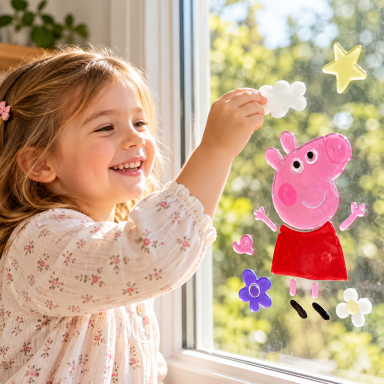 Geliniai lipdukai ant lango "Peppa Pig"