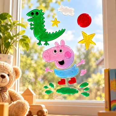 Geliniai lipdukai ant lango "Peppa Pig"