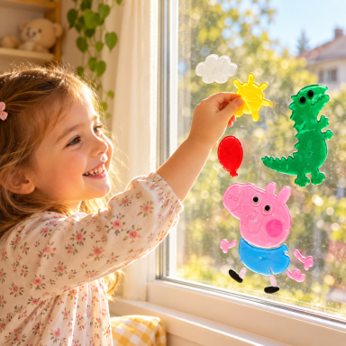 Geliniai lipdukai ant lango "Peppa Pig"