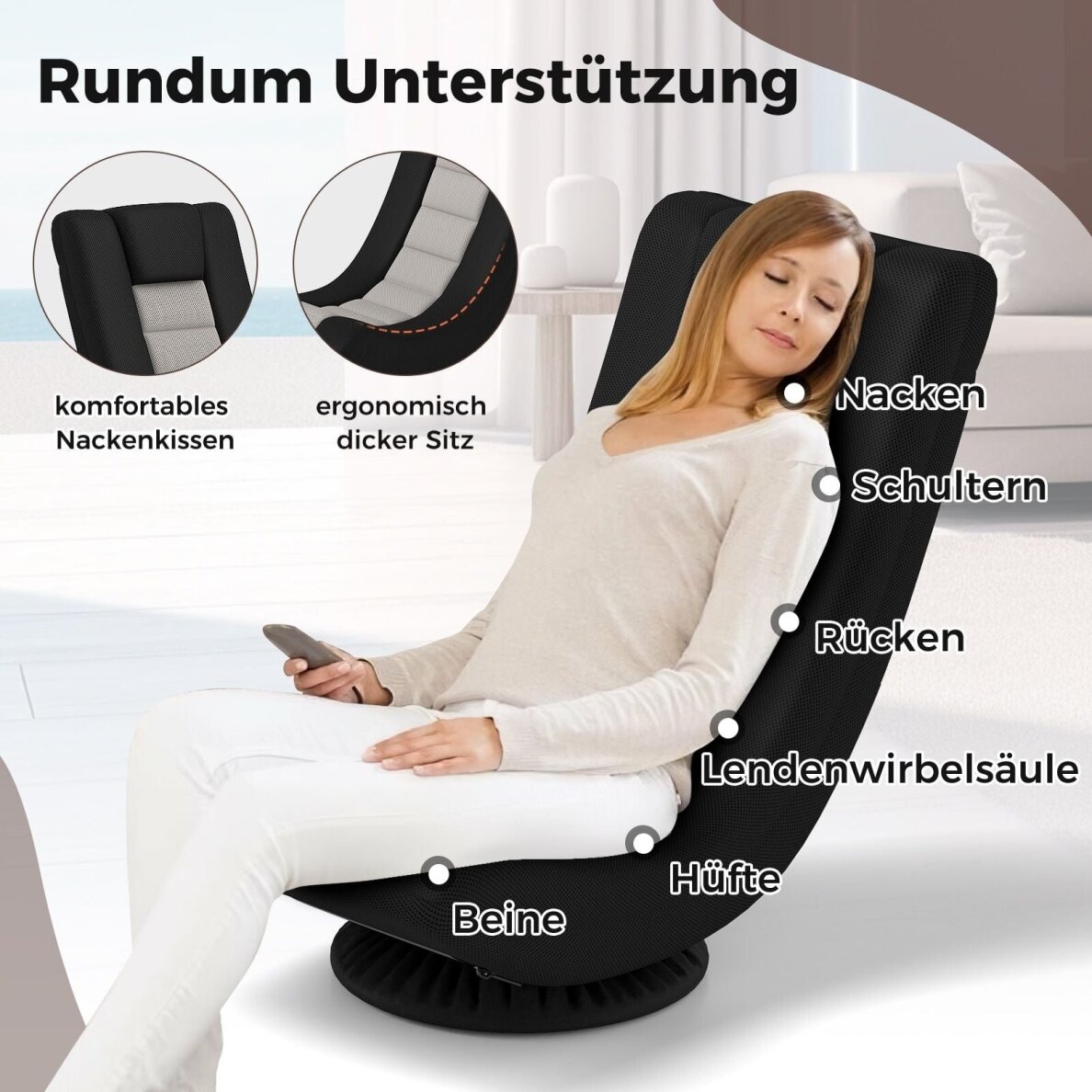 Grindų kėdė su reguliuojamu atlošu, besisukanti 360° 5