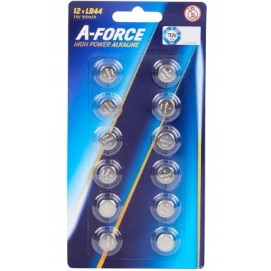 Šarminės baterijos LR44, 1,5V, 120 mAh, 12 vnt Šarminės baterijos LR44, 1,5V, 120 mAh, 12 vnt