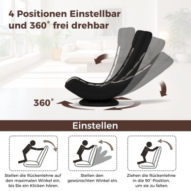Grindų kėdė su reguliuojamu atlošu, besisukanti 360° 6