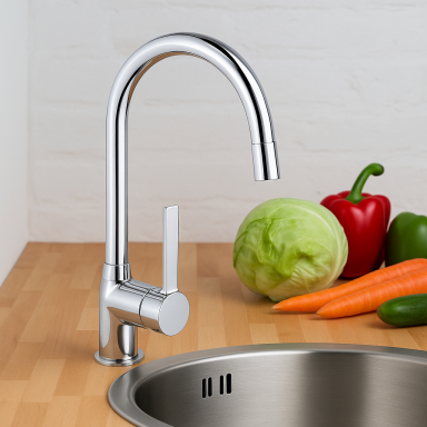 HOME CREATION virtuvinis vandens maišytuvas plautuvei, chromuotas