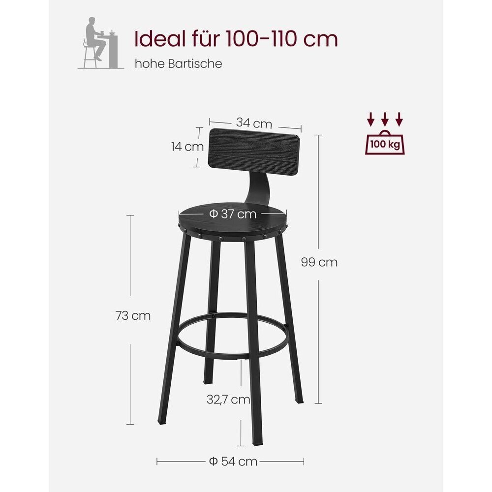 Industrinio stiliaus baro kėdės, 2 vnt 7 Industrinio stiliaus baro kėdės, 2 vnt 7