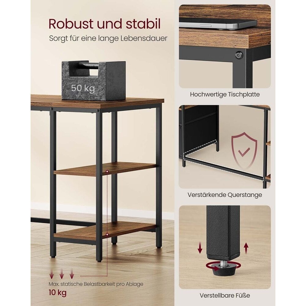 Industrinio stiliaus rašomasis stalas su lentynomis ir tekstiliniais stalčiais, 160 x 60 cm 4 Industrinio stiliaus rašomasis stalas su lentynomis ir tekstiliniais stalčiais, 160 x 60 cm 4