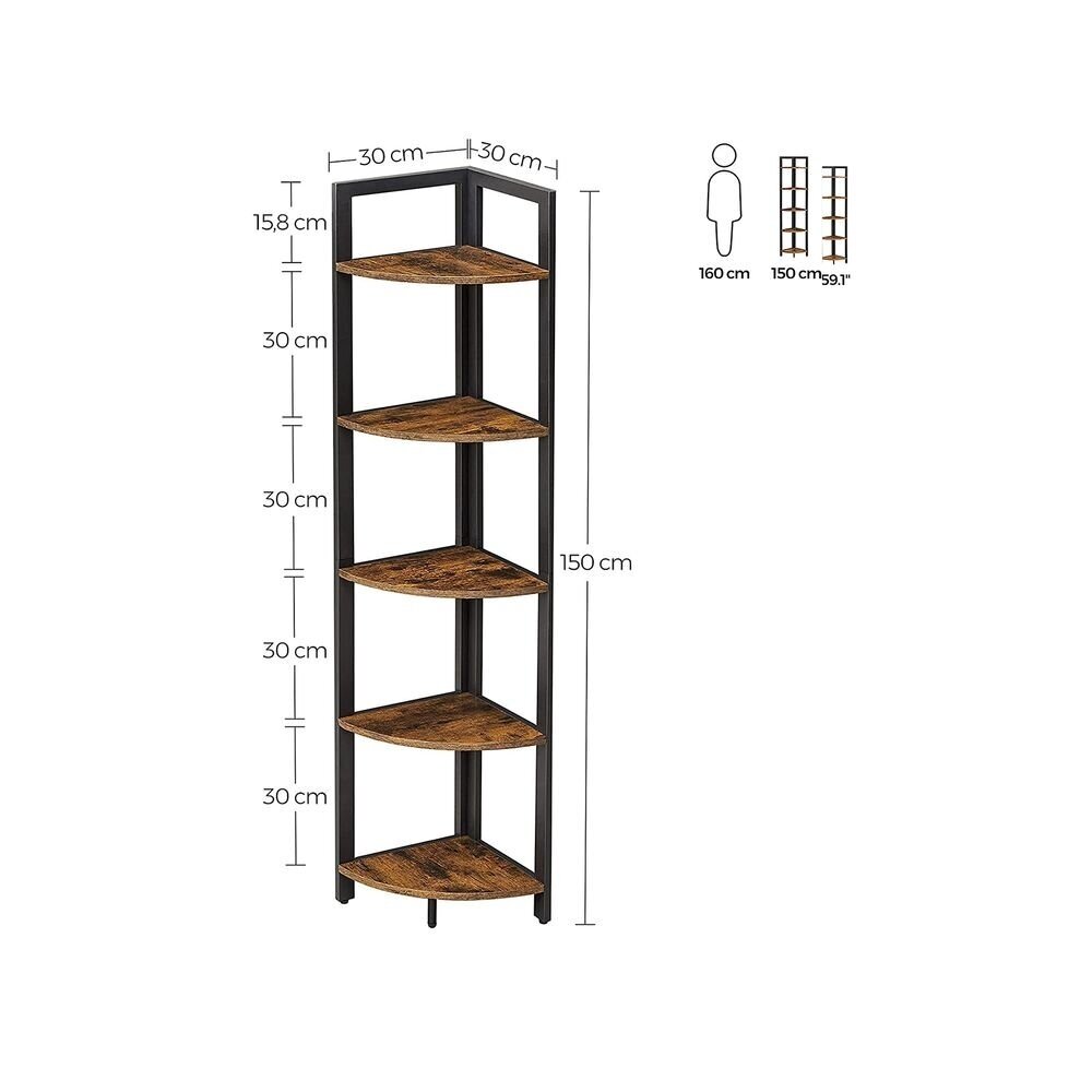 Industrinio stiliaus pastatoma 5 pakopų kampinė lentyna 6 Industrinio stiliaus pastatoma 5 pakopų kampinė lentyna 6