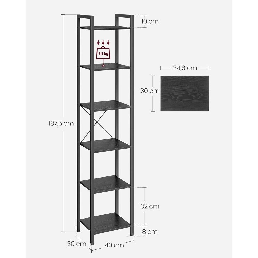 Industrinio stiliaus pastatoma 6 pakopų lentyna 6