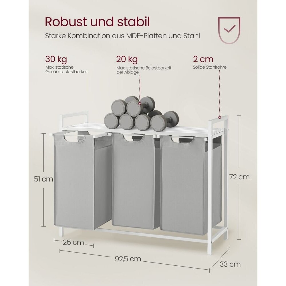 Industrinio stiliaus pastatoma lentyna su 3 skalbinių krepšiais 6 Industrinio stiliaus pastatoma lentyna su 3 skalbinių krepšiais 6