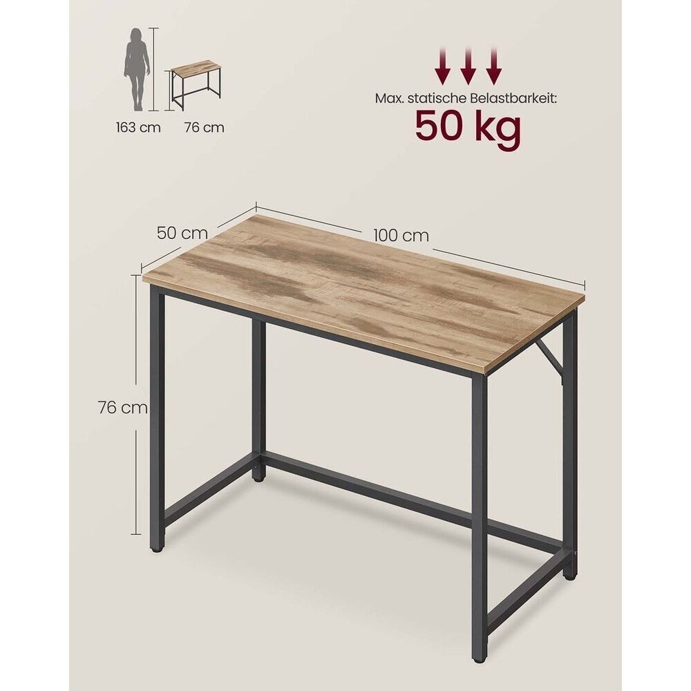 Industrinio stiliaus rašomasis stalas, 100 x 50 cm 4 Industrinio stiliaus rašomasis stalas, 100 x 50 cm 4