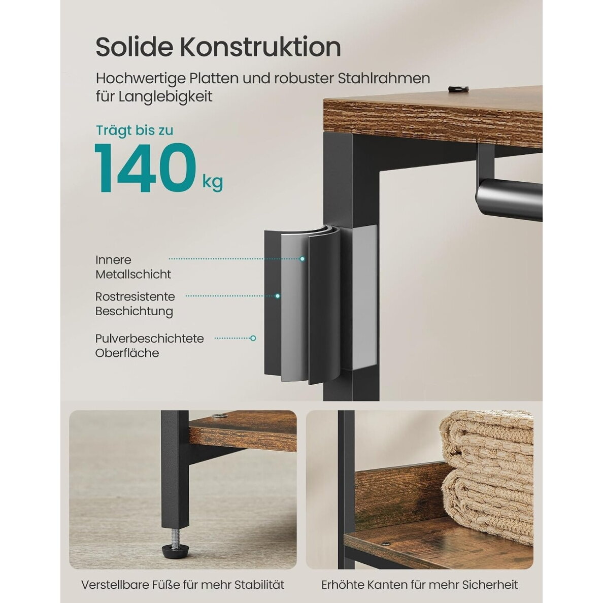 Industrinio stiliaus metalinė pastatoma drabužių kabykla su lentynomis 3 Industrinio stiliaus metalinė pastatoma drabužių kabykla su lentynomis 3