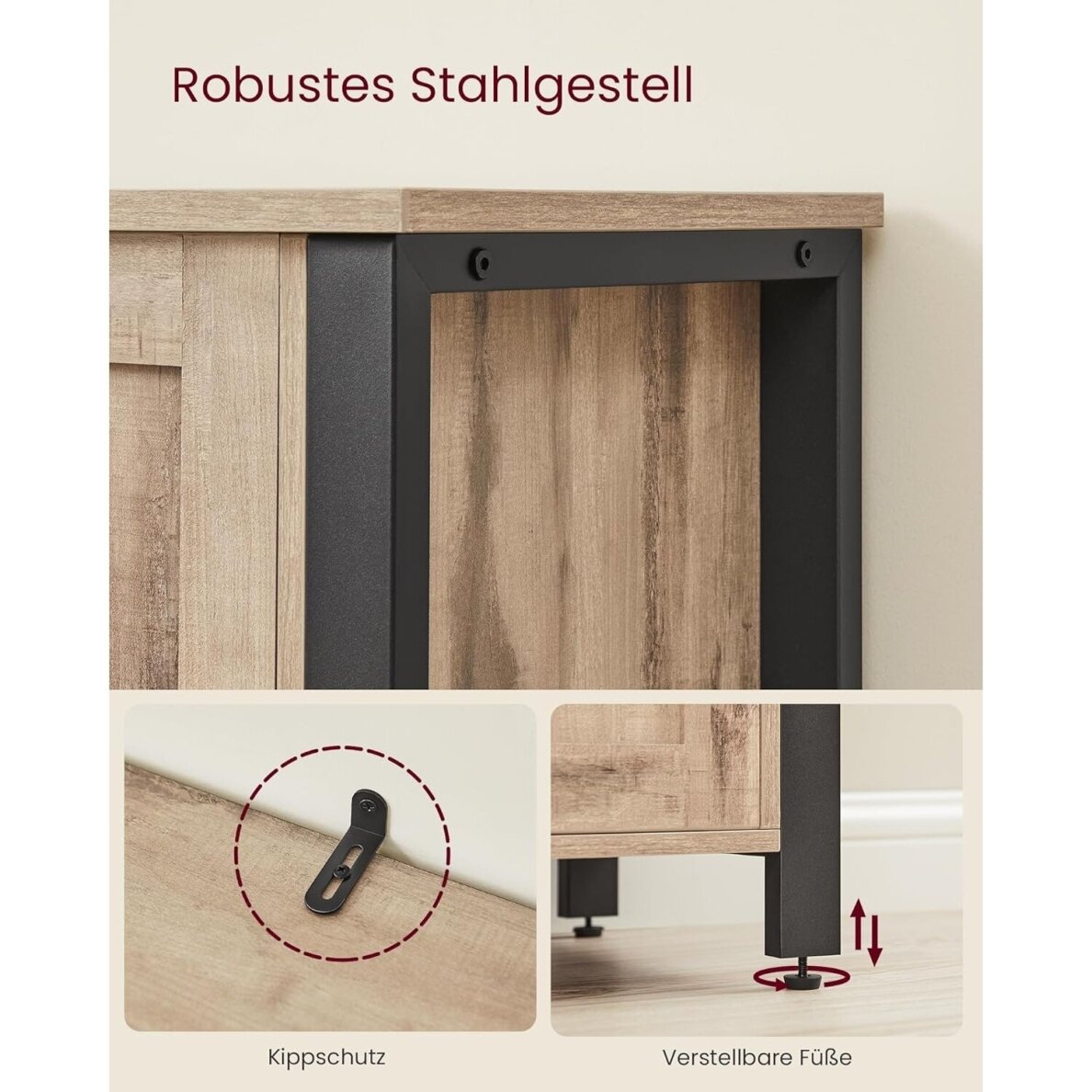 Industrinio stiliaus pastatoma spintelė su durelėmis ir atvira lentyna 6 Industrinio stiliaus pastatoma spintelė su durelėmis ir atvira lentyna 6