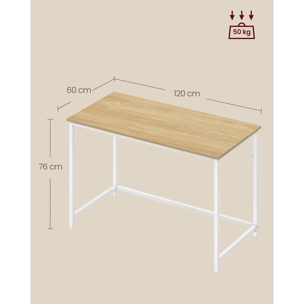 Industrinio stiliaus rašomasis stalas, 75 x 120 x 60 cm 5