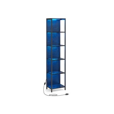 Industrinio stiliaus pastatoma 6 pakopų lentyna su LED apšvietimu
