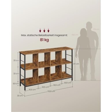 Industrinio stiliaus 8 skyrių pastatoma lentyna 5