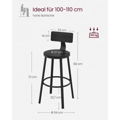 Industrinio stiliaus baro kėdės, 2 vnt 7 Industrinio stiliaus baro kėdės, 2 vnt 7