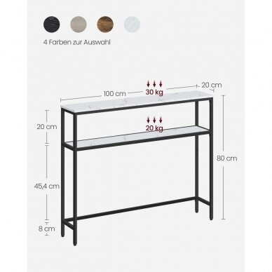 Konsolė su marmuro imitacijos stalviršiumi ir lentyna, 80 x 100 x 30 cm 5 Konsolė su marmuro imitacijos stalviršiumi ir lentyna, 80 x 100 x 30 cm 5