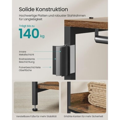Industrinio stiliaus metalinė pastatoma drabužių kabykla su lentynomis 3