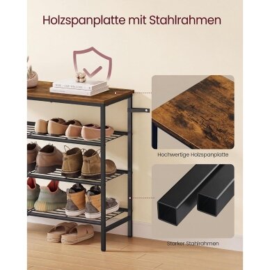 Industrinio stiliaus pastatoma 4 pakopų batų lentyna 3 Industrinio stiliaus pastatoma 4 pakopų batų lentyna 3