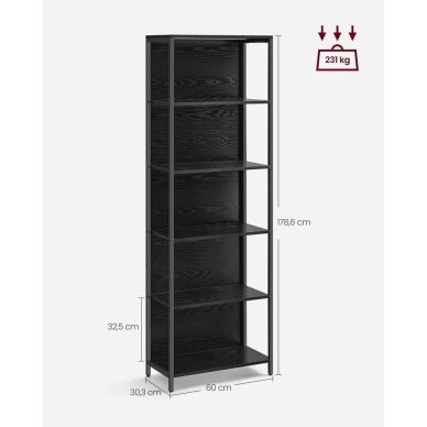 Industrinio stiliaus pastatoma 6 pakopų lentyna su LED apšvietimu 6
