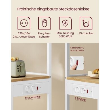 Industrinio stiliaus pastatoma lentyna metaliniu rėmu su elektros lizdu (Ekspozicinė prekė) 4