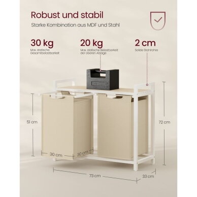 Industrinio stiliaus pastatoma lentyna su 2 skalbinių krepšiais 6