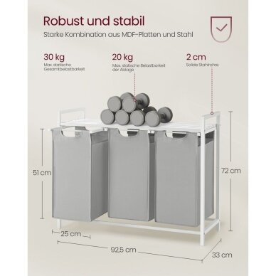 Industrinio stiliaus pastatoma lentyna su 3 skalbinių krepšiais 6 Industrinio stiliaus pastatoma lentyna su 3 skalbinių krepšiais 6