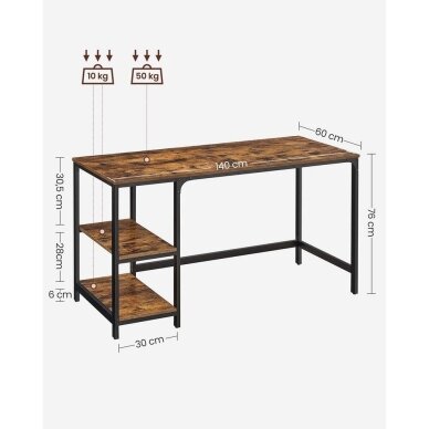 Industrinio stiliaus rašomasis stalas su lentynomis, 140 x 60 cm 7 Industrinio stiliaus rašomasis stalas su lentynomis, 140 x 60 cm 7