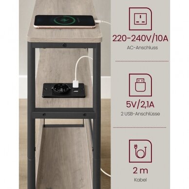 Industrinio stiliaus šoninis staliukas su lentynomis ir kištukiniais lizdais 4 Industrinio stiliaus šoninis staliukas su lentynomis ir kištukiniais lizdais 4