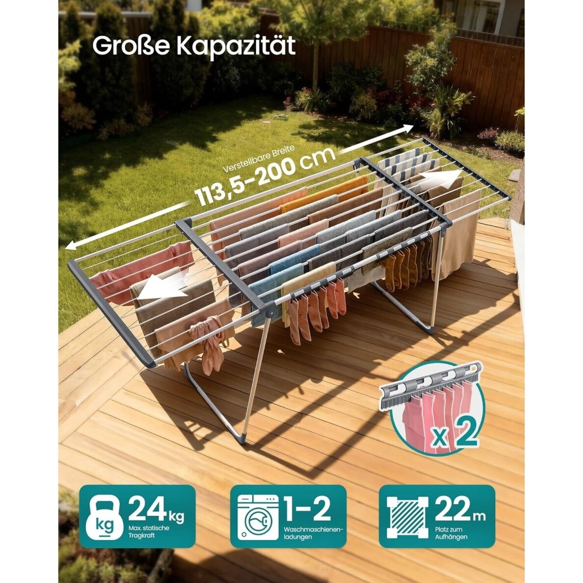 Išskleidžiama plieninė skalbinių džiovykla 2