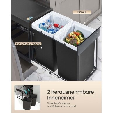 Ištraukiama dviejų skyrių šiukšliadėžė, 40 l 2 Ištraukiama dviejų skyrių šiukšliadėžė, 40 l 2