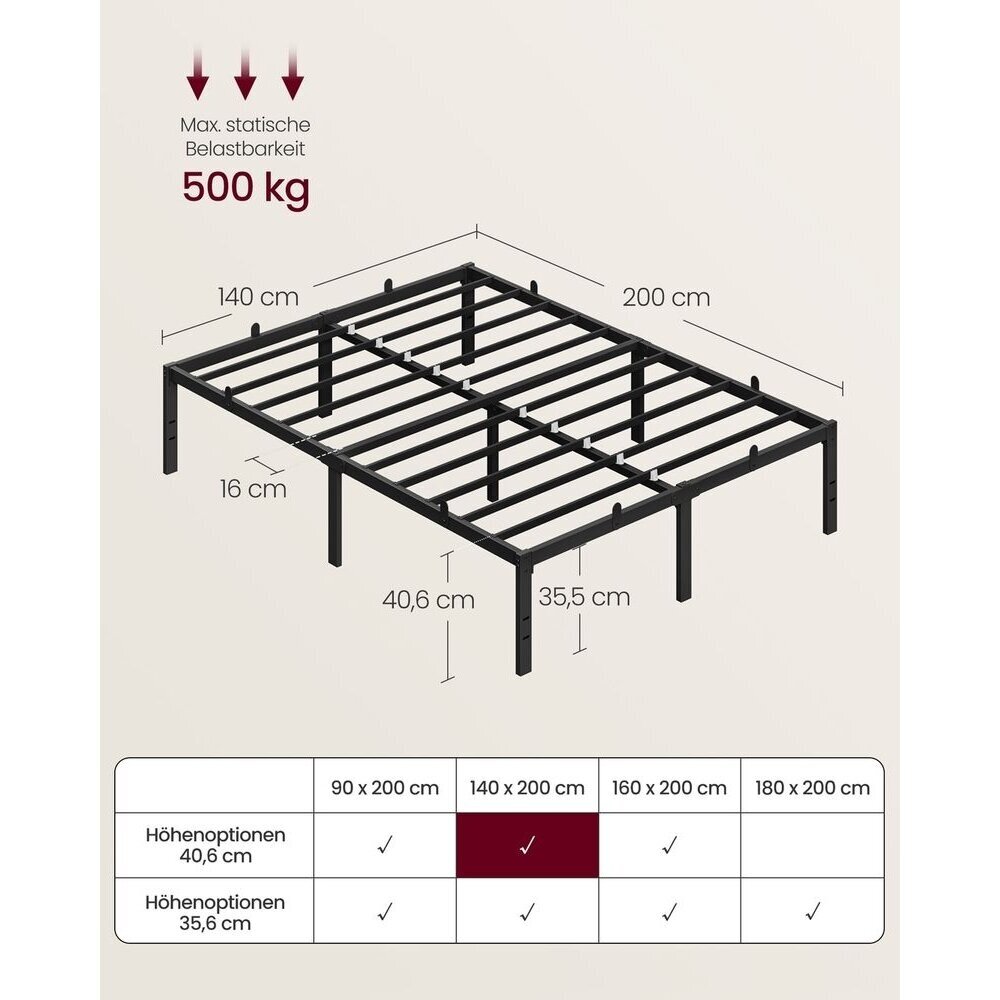 Juodas metalinis lovos rėmas, 140 x 200 cm 5 Juodas metalinis lovos rėmas, 140 x 200 cm 5
