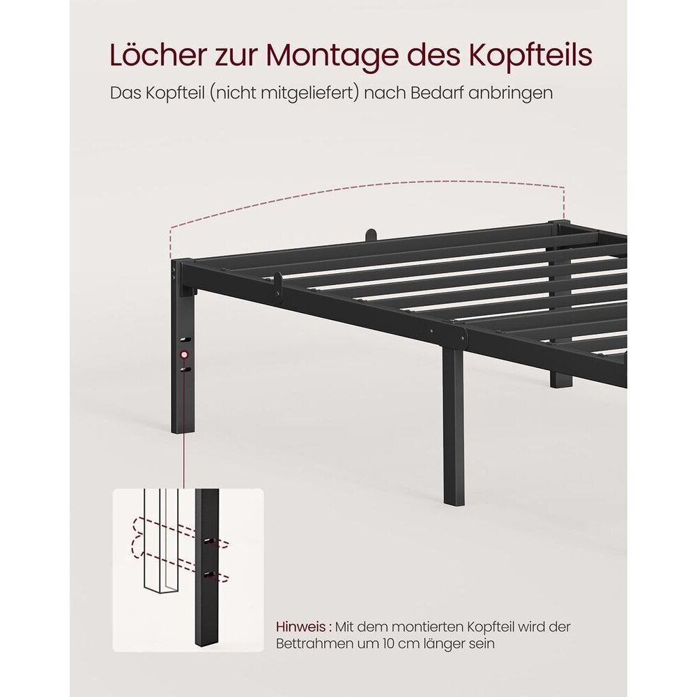 Juodas metalinis lovos rėmas, 90 x 200 cm 5 Juodas metalinis lovos rėmas, 90 x 200 cm 5
