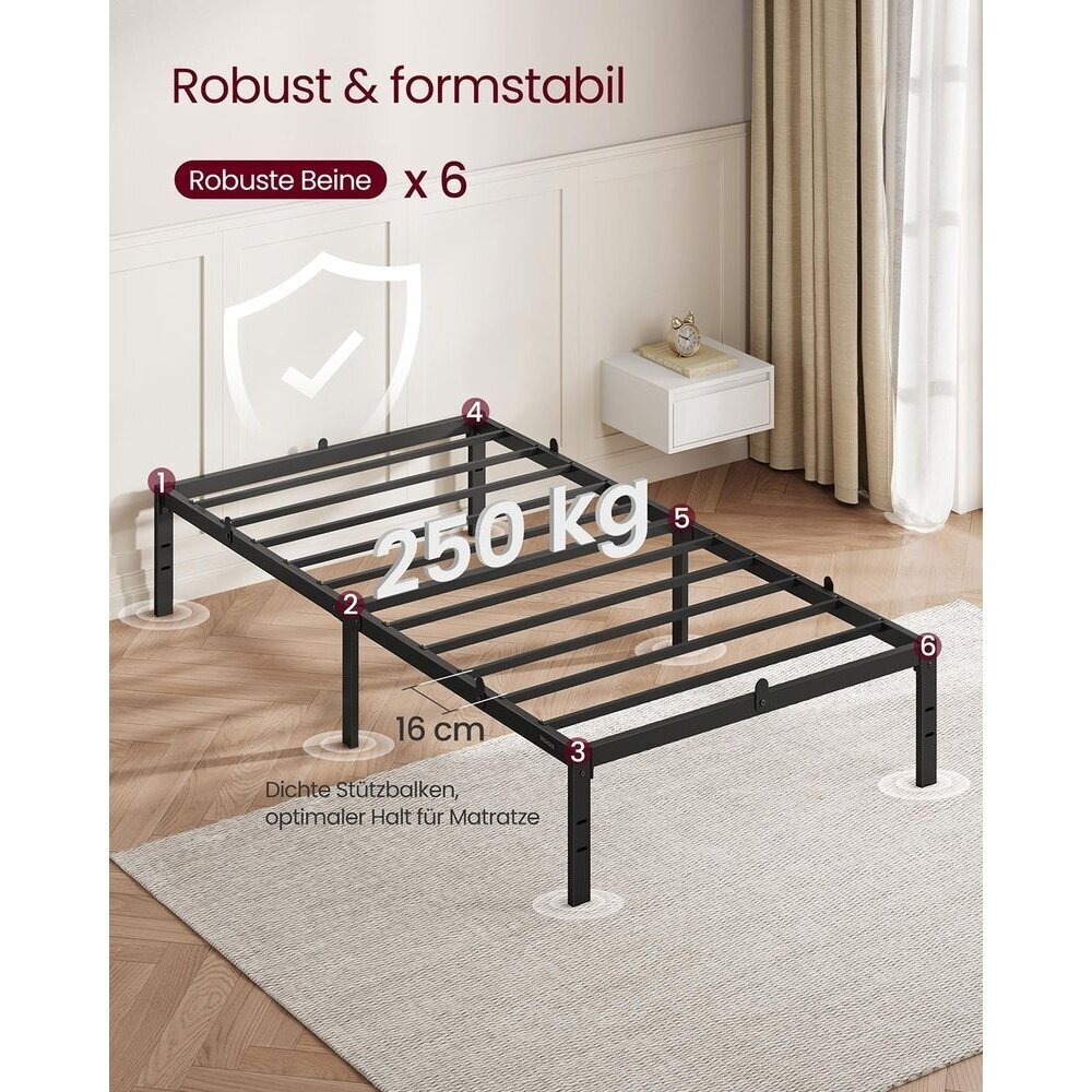 Juodas metalinis lovos rėmas, 90 x 200 cm 2 Juodas metalinis lovos rėmas, 90 x 200 cm 2