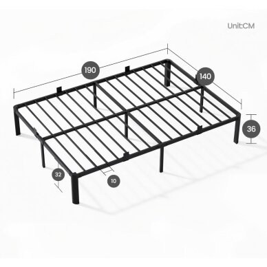 Juodas metalinis lovos rėmas, 140 x 190 cm 7 Juodas metalinis lovos rėmas, 140 x 190 cm 7