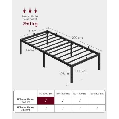 Juodas metalinis lovos rėmas, 90 x 200 cm 5 Juodas metalinis lovos rėmas, 90 x 200 cm 5