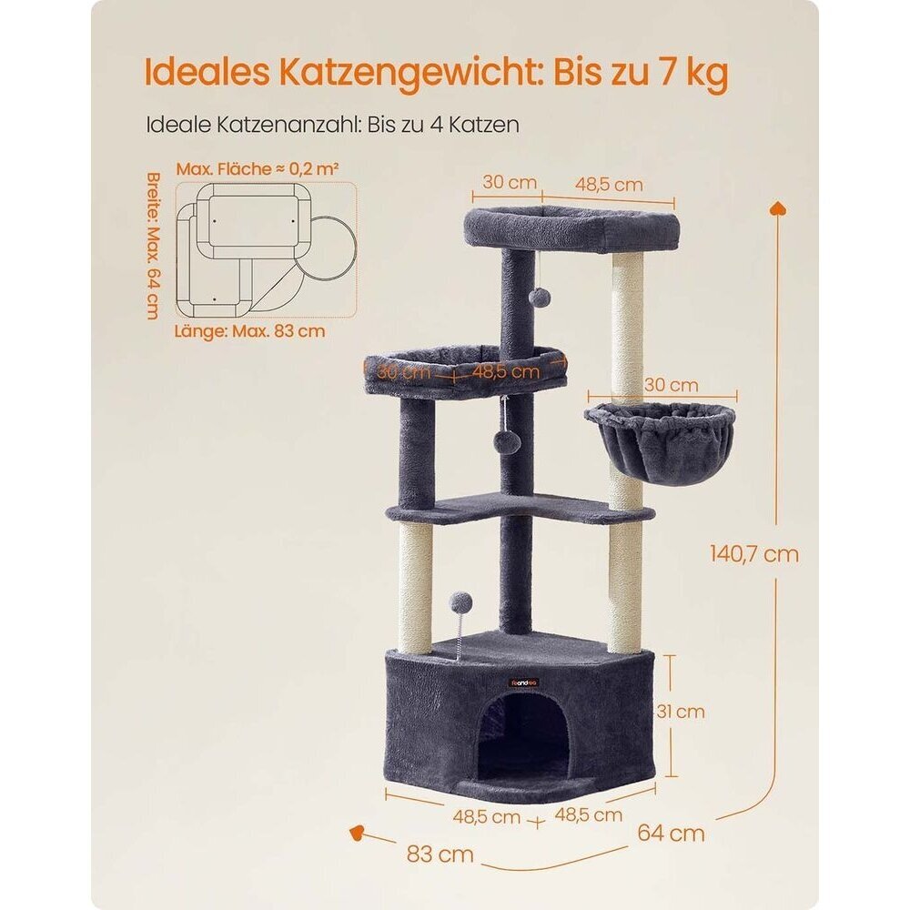 Kačių namelis - draskyklė, 140,7 x 48,5 x 48,5 cm 5 Kačių namelis - draskyklė, 140,7 x 48,5 x 48,5 cm 5