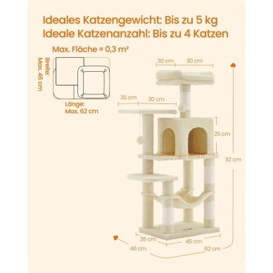 Kačių namelis - draskyklė, 112 x 62 x 46 cm 8