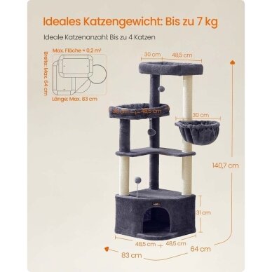 Kačių namelis - draskyklė, 140,7 x 48,5 x 48,5 cm 5 Kačių namelis - draskyklė, 140,7 x 48,5 x 48,5 cm 5