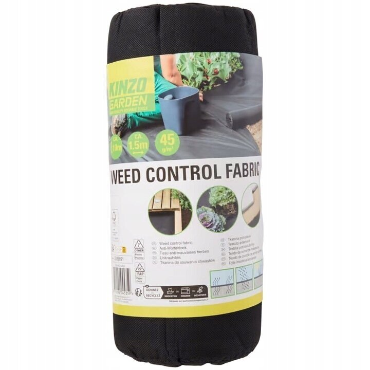KINZO juoda agroplėvelė, 45 g/m², 1,5 x 10 m