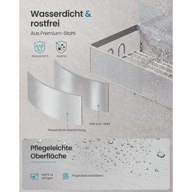 Klijuojamos pilkos dušo lentynėlės, 2 vnt 6